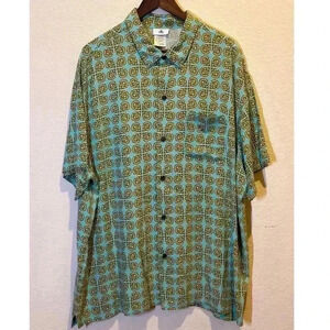 Disney Parks Mens 2XL Resort Tiki‎ Room Button-Up Shirt Tropical Hawaiian Print